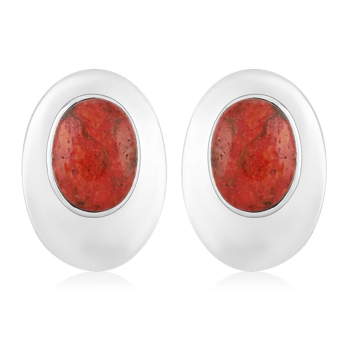 Santa Fe Style Red Coral Earrings in Sterling Silver image number 0