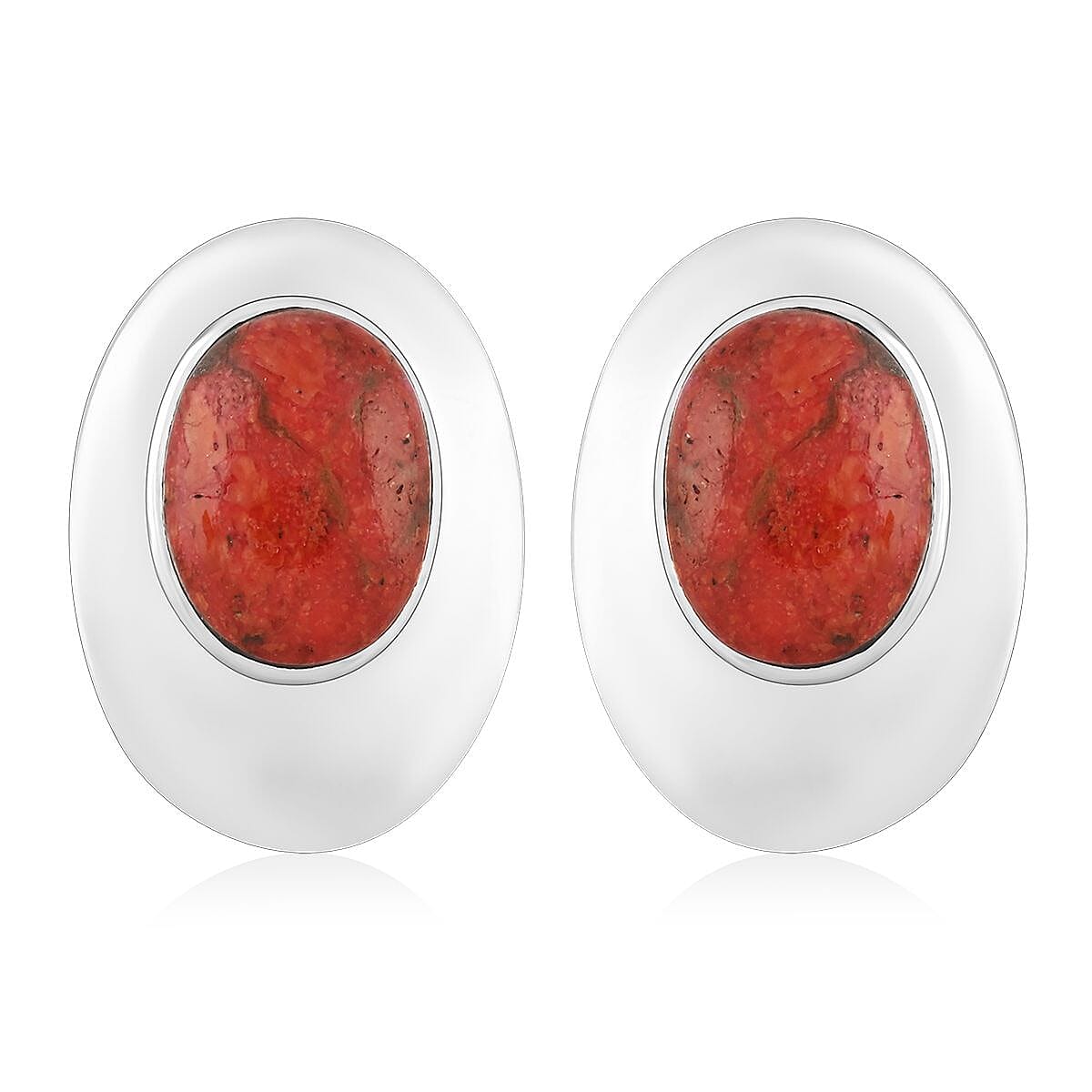 Santa Fe Style Red Coral Earrings in Sterling Silver image number 0