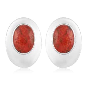 Santa Fe Style Red Coral Earrings in Sterling Silver