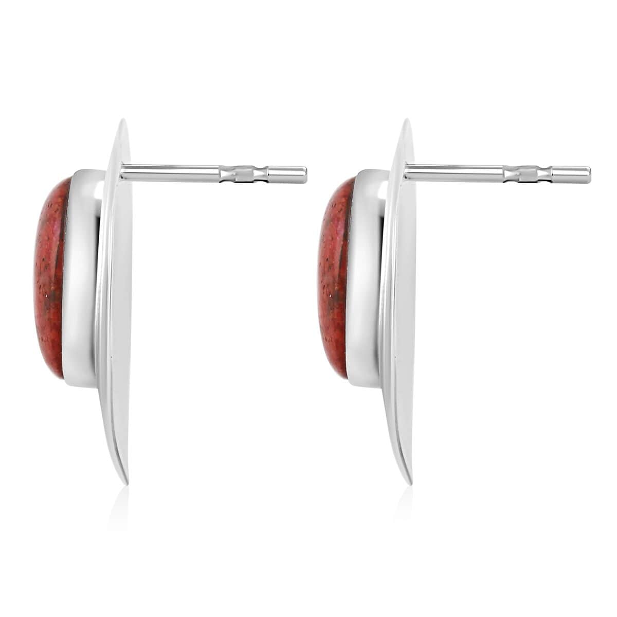 Santa Fe Style Red Coral Earrings in Sterling Silver image number 3