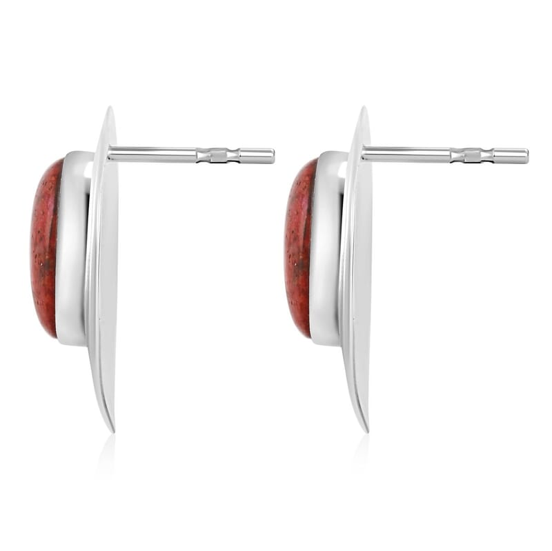 Santa Fe Style Red Coral Earrings in Sterling Silver