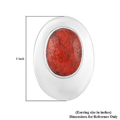 Santa Fe Style Red Coral Earrings in Sterling Silver