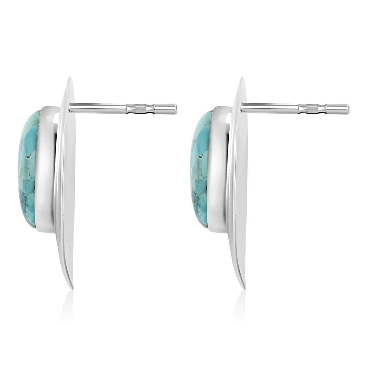 Santa Fe Style Kingman Turquoise Earrings in Sterling Silver 4.50 ctw image number 3