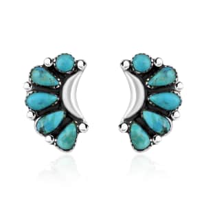 Santa Fe Style Kingman Turquoise Earrings in Sterling Silver 2.50 ctw