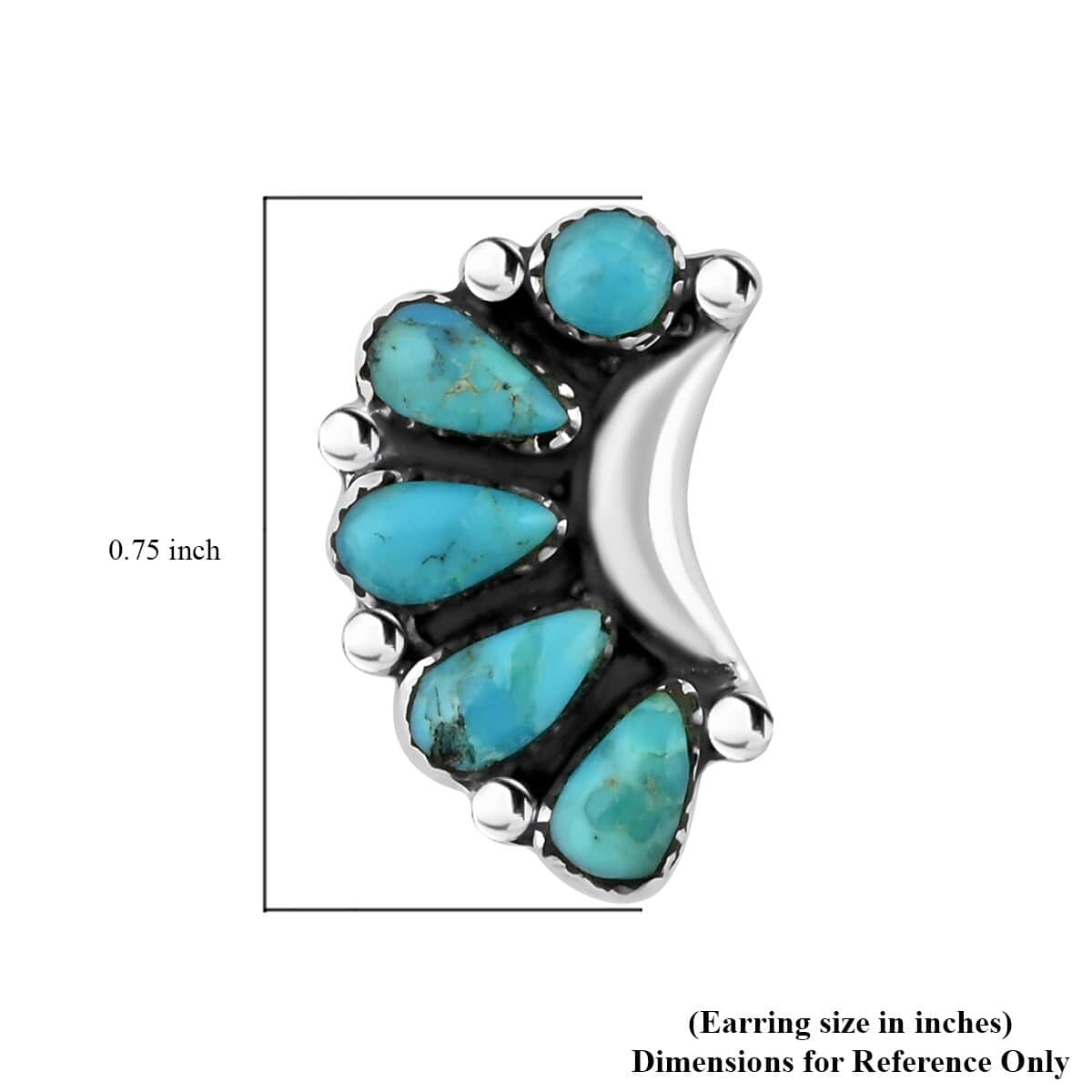 Santa Fe Style Kingman Turquoise Earrings in Sterling Silver 2.50 ctw image number 4