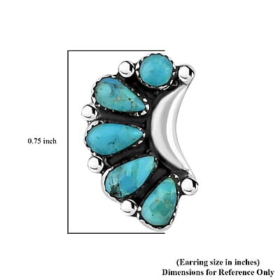 Santa Fe Style Kingman Turquoise Earrings in Sterling Silver 2.50 ctw