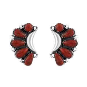 Santa Fe Style Red Coral Earrings in Sterling Silver