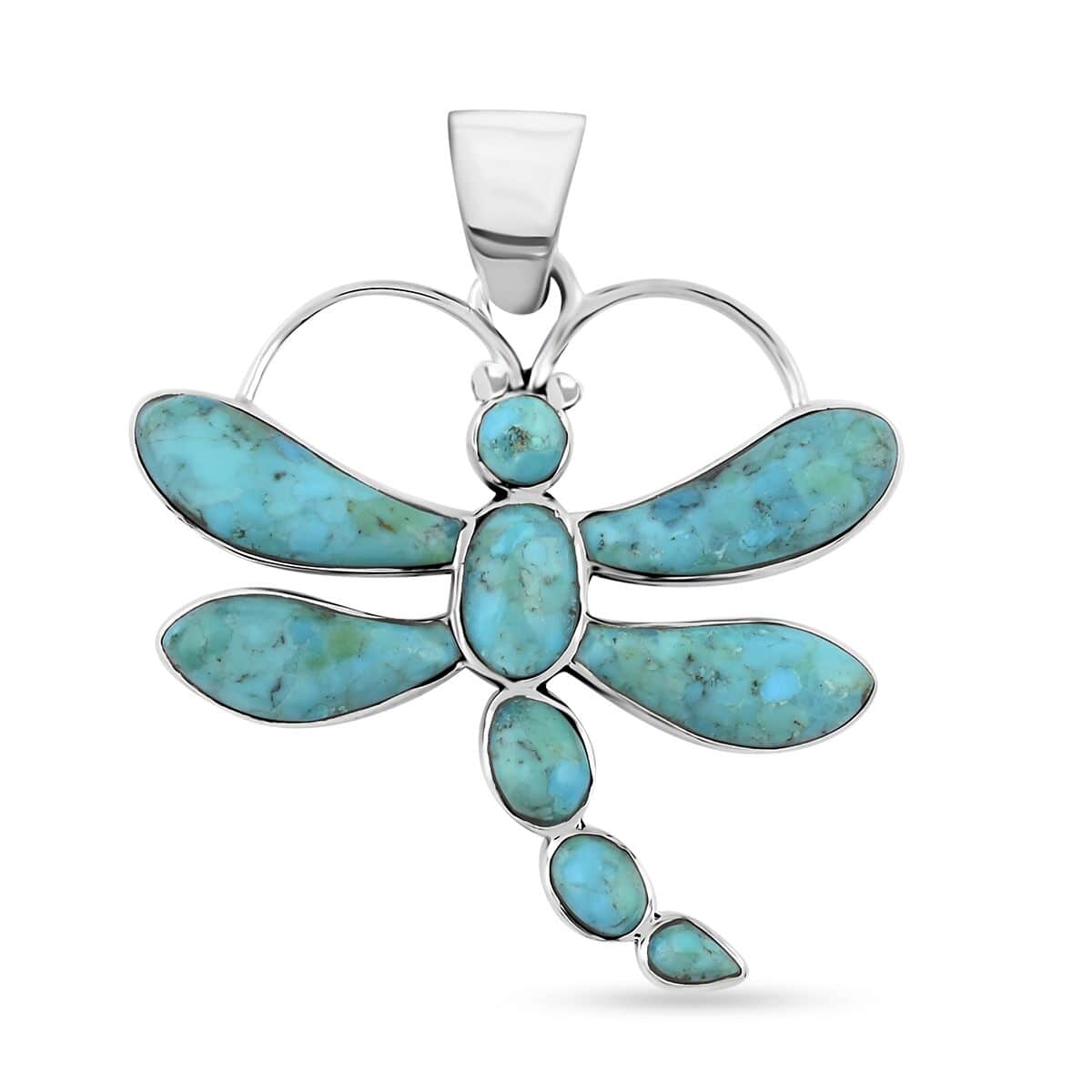 Santa Fe Style Kingman Turquoise Pendant in Sterling Silver 7.65 ctw image number 0