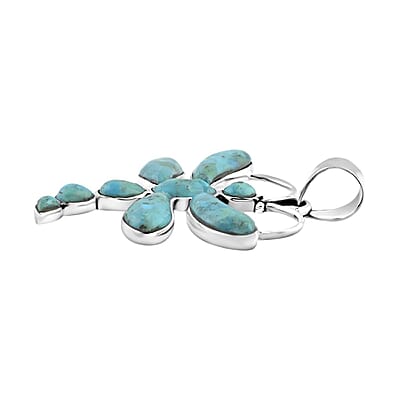 Santa Fe Style Kingman Turquoise Pendant in Sterling Silver 7.65 ctw