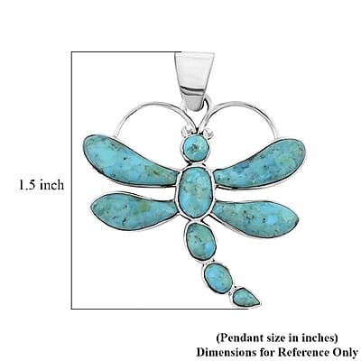Santa Fe Style Kingman Turquoise Pendant in Sterling Silver 7.65 ctw