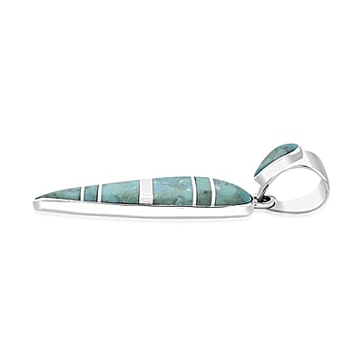 Santa Fe Style Kingman Turquoise Pendant in Sterling Silver 4.50 ctw