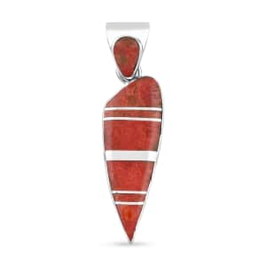 Santa Fe Style Red Coral Pendant in Sterling Silver