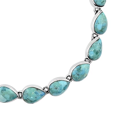 Santa Fe Style Kingman Turquoise Bracelet in Sterling Silver (7.50 In) 19.25 ctw