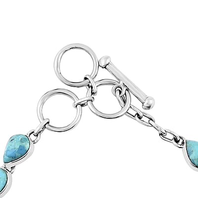 Santa Fe Style Kingman Turquoise Bracelet in Sterling Silver (7.50 In) 19.25 ctw