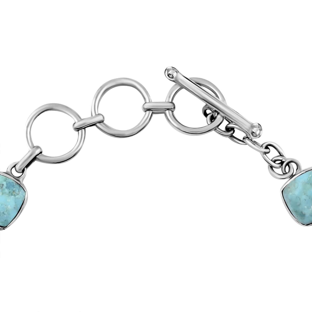 Santa Fe Style Kingman Turquoise Bracelet in Sterling Silver (7.50 In) 19.25 ctw image number 2