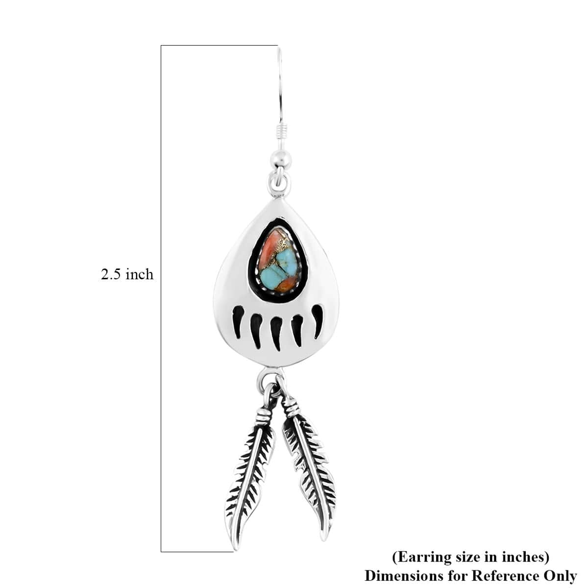 Santa Fe Style Spiny Turquoise Earrings in Sterling Silver 3.50 ctw image number 4