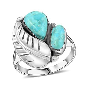 Santa Fe Style Kingman Turquoise Ring in Sterling Silver (Size 10.0) 1.20 ctw