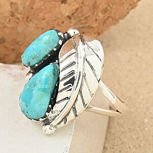 Santa Fe Style Kingman Turquoise Ring in Sterling Silver (Size 10.0) 1.20 ctw