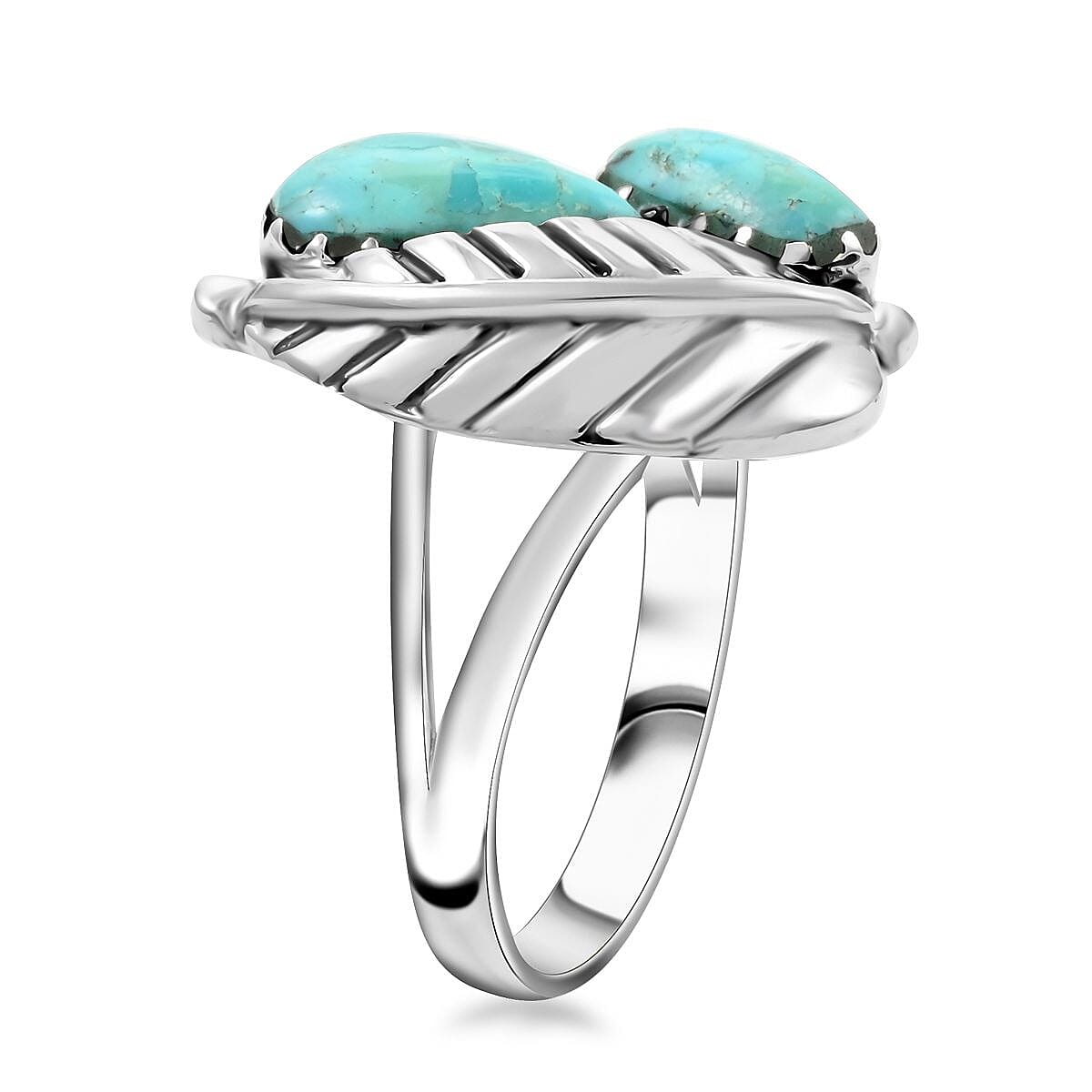 Santa Fe Style Kingman Turquoise Ring in Sterling Silver (Size 10.0) 1.20 ctw image number 3
