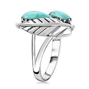 Santa Fe Style Kingman Turquoise Ring in Sterling Silver (Size 9.0) 1.20 ctw