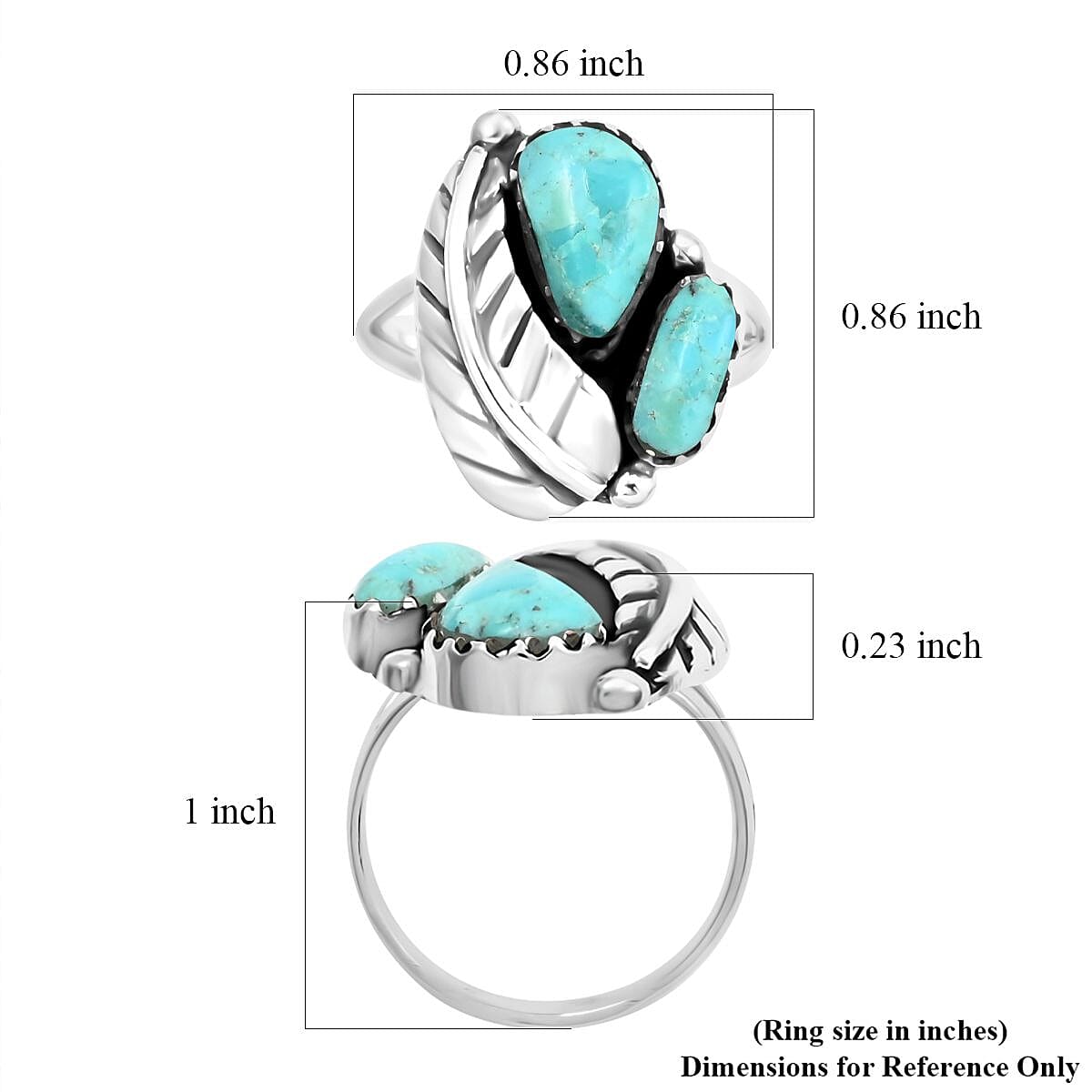 Santa Fe Style Kingman Turquoise Ring in Sterling Silver (Size 9.0) 1.20 ctw image number 4