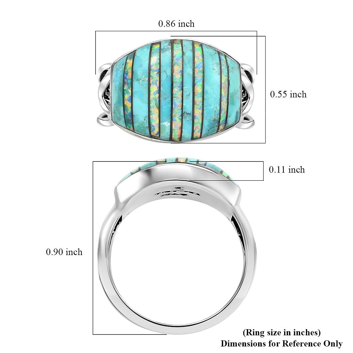 Santa Fe Style Turquoise, Opal Ring in Sterling Silver (Size 7.0) 5.00 ctw image number 4