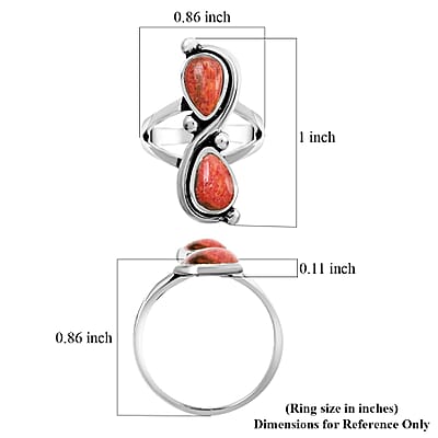 Santa Fe Style Red Coral Ring in Sterling Silver (Size 10.0)