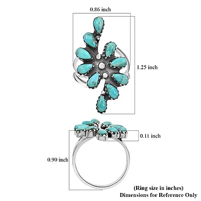 Santa Fe Style Turquoise Ring in Sterling Silver (Size 10.0) 6.00 ctw