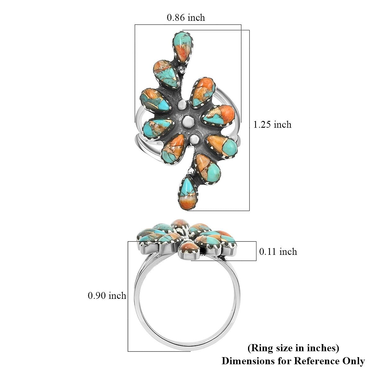 Buy Santa Fe Style Spiny Turquoise Ring in Sterling Silver (Size 8.0) 5 ...