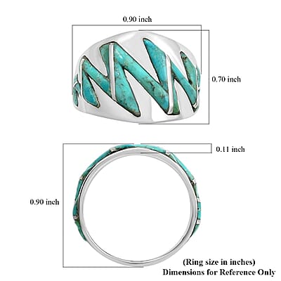 Santa Fe Style Turquoise Ring in Sterling Silver (Size 10.0) 2.30 ctw