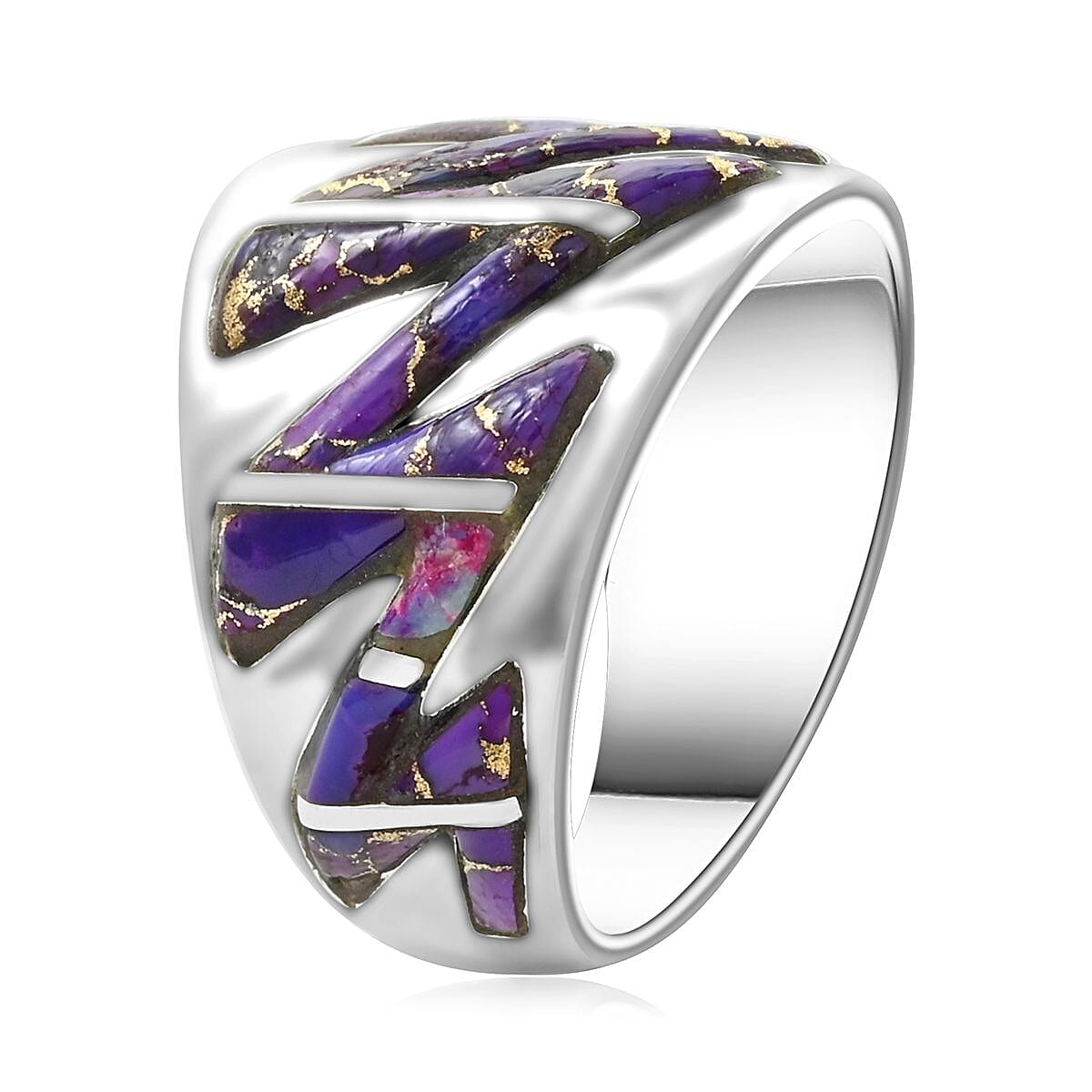 Santa Fe Style Mojave Purple Turquoise Ring in Sterling Silver (Size 10.0) 2.30 ctw image number 3