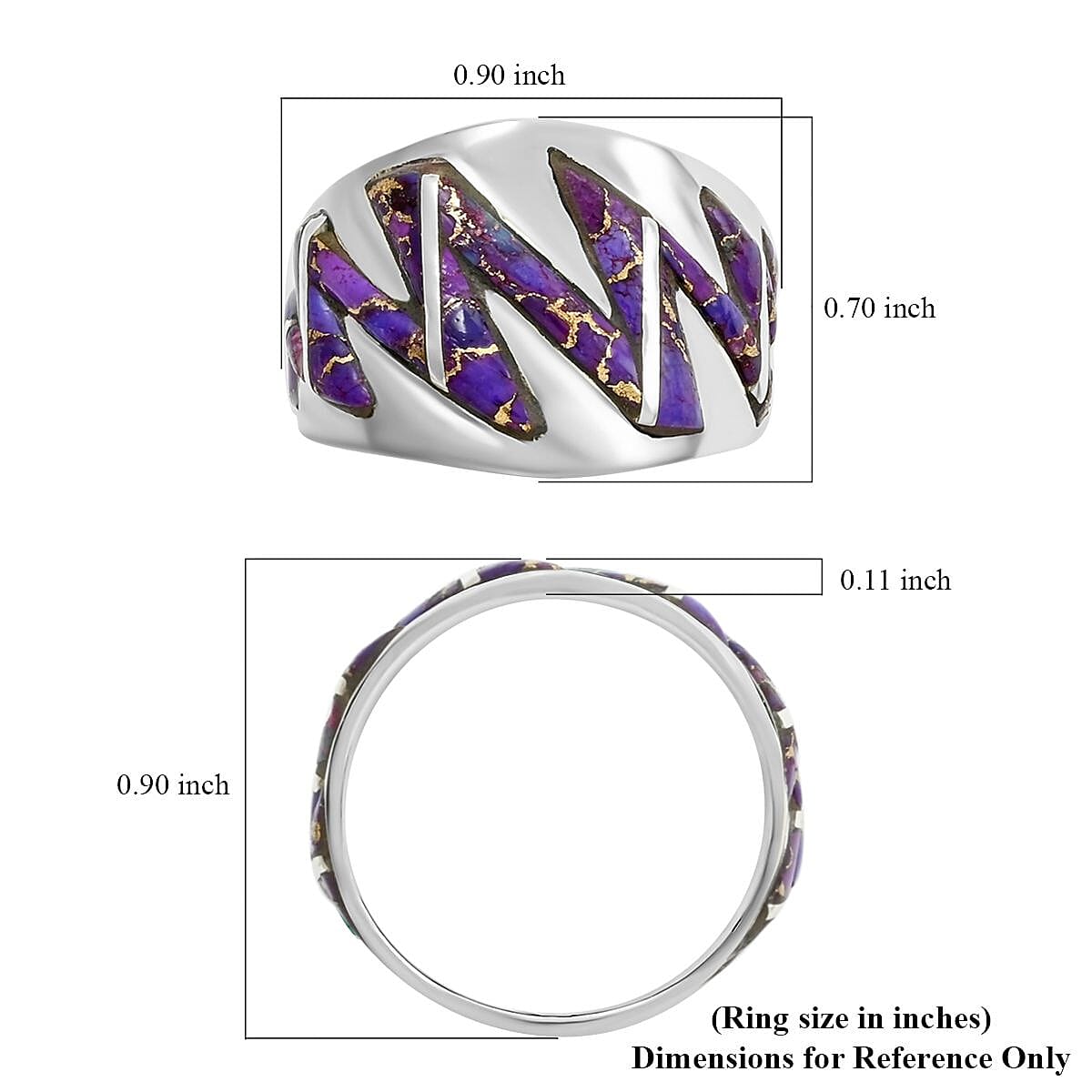Santa Fe Style Mojave Purple Turquoise Ring in Sterling Silver (Size 7.0) 2.30 ctw image number 4
