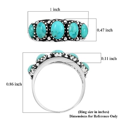 Santa Fe Style Turquoise Ring in Sterling Silver (Size 10.0) 8.00 ctw