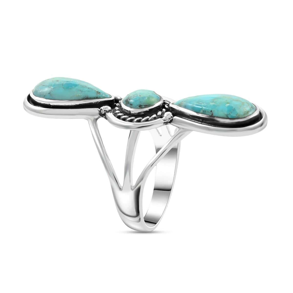 Santa Fe Style Kingman Turquoise Ring in Sterling Silver (Size 10.0) 15.00 ctw image number 3