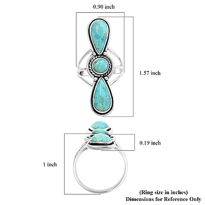 Santa Fe Style Kingman Turquoise Ring in Sterling Silver (Size 10.0) 15.00 ctw