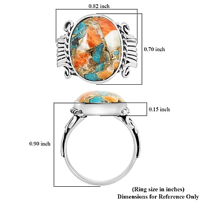 Santa Fe Style Spiny Turquoise 9.30 ctw Ring in Sterling Silver (Size 10.0)