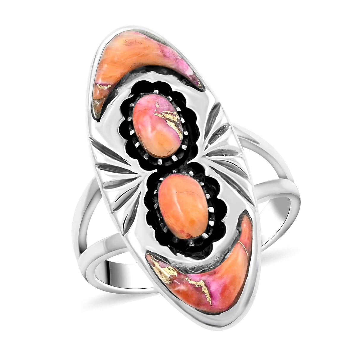 Santa Fe Style Multi Gemstone Ring in Sterling Silver (Size 11.0) 8.50 ctw image number 0