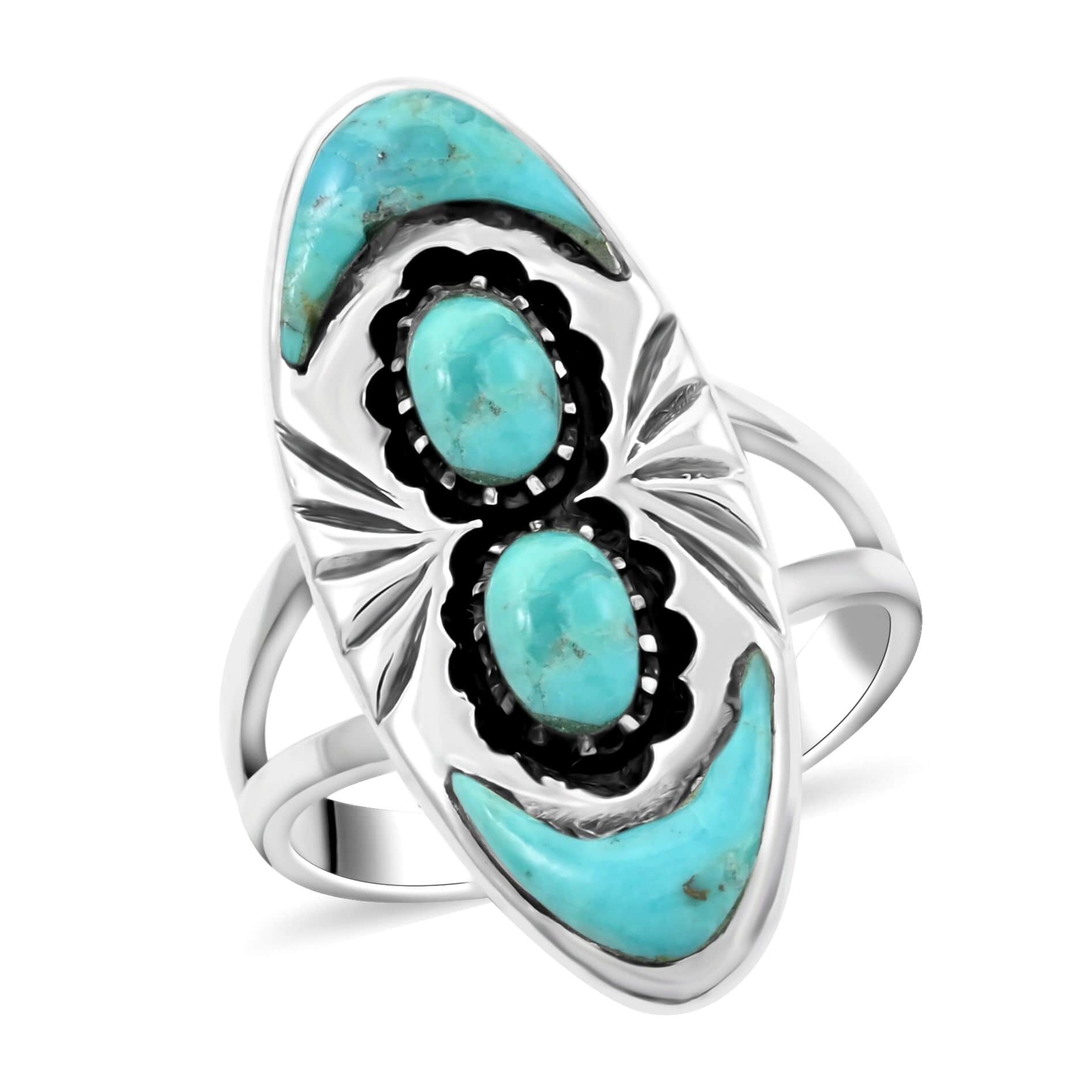 Santa Fe Style Kingman Turquoise Ring Sterling Silver Size deals 10