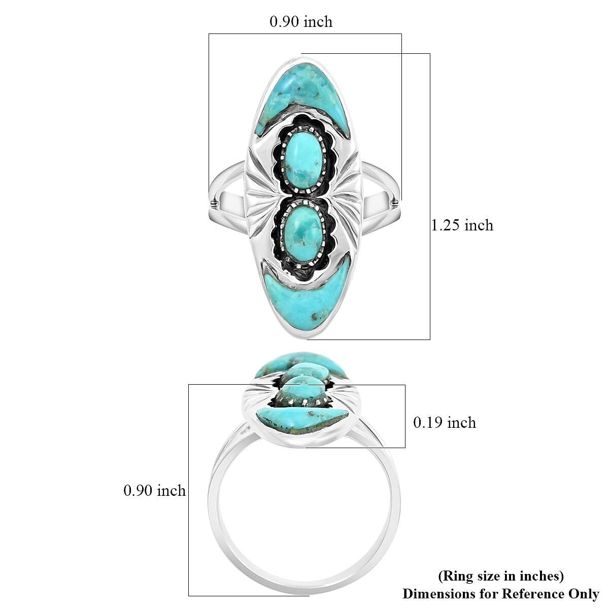 Santa Fe Style Kingman Turquoise Ring in Sterling Silver (Size 8.0) 10.00 ctw image number 4