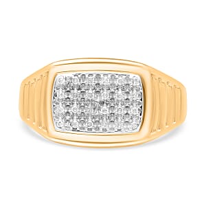 Diamond 0.10 ctw Men's Ring in Vermeil Yellow Gold Over Sterling Silver (Size 8.0)