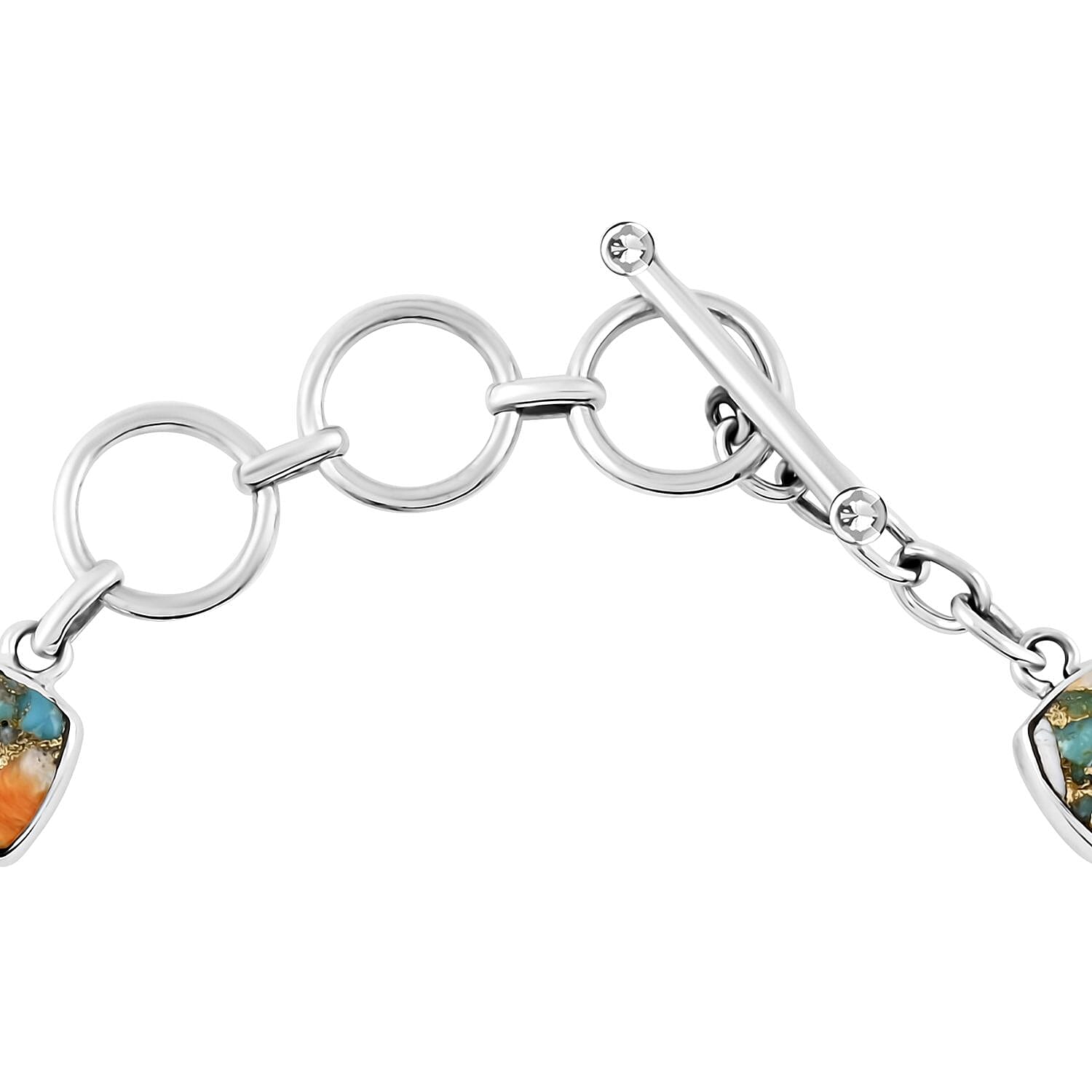 Santa Fe Style Spiny Turquoise Bracelet in Sterling Silver (7.50 In) 19.25 ctw