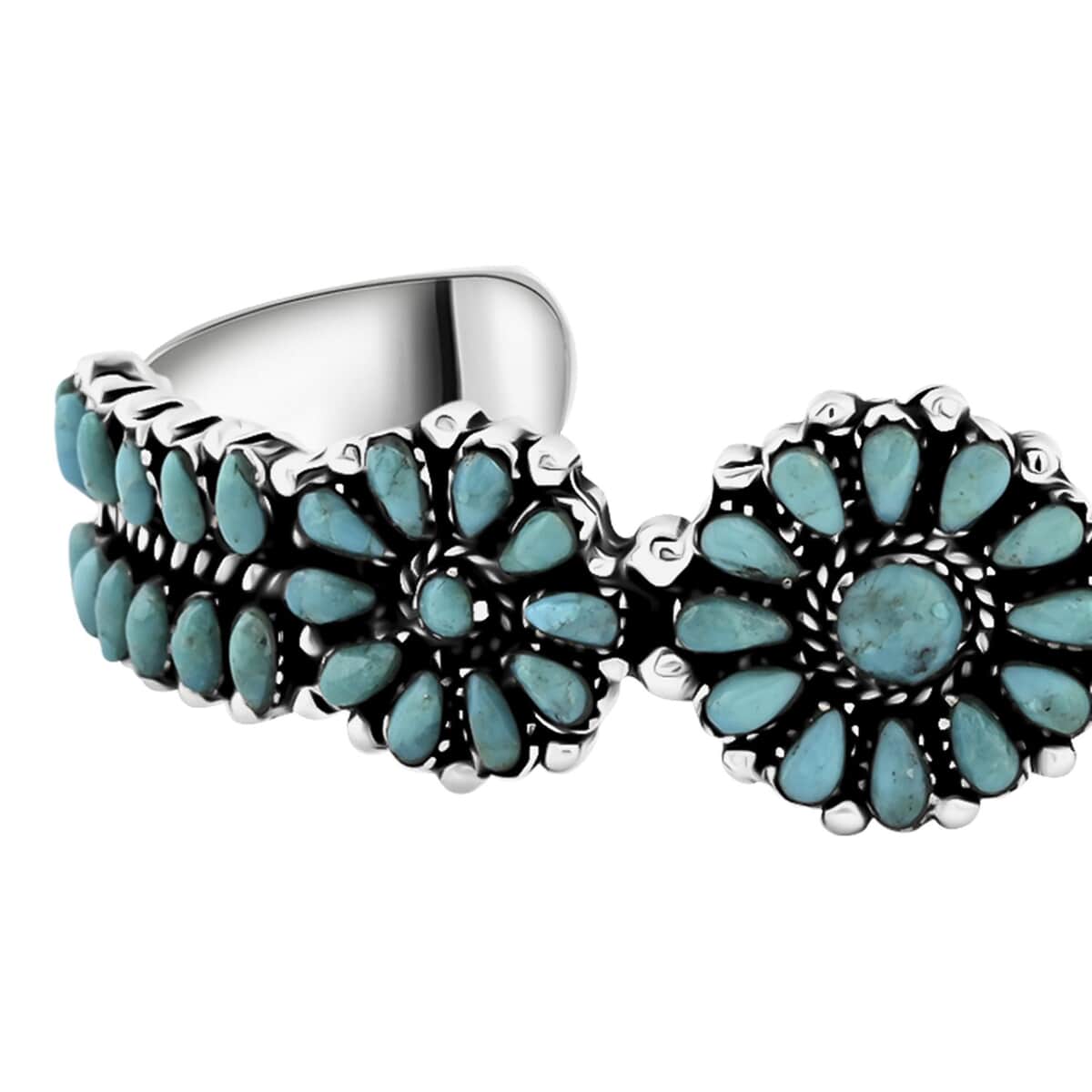 Santa Fe Style Kingman Turquoise Bracelet in Sterling Silver (6.50 In) 8.10 ctw image number 2