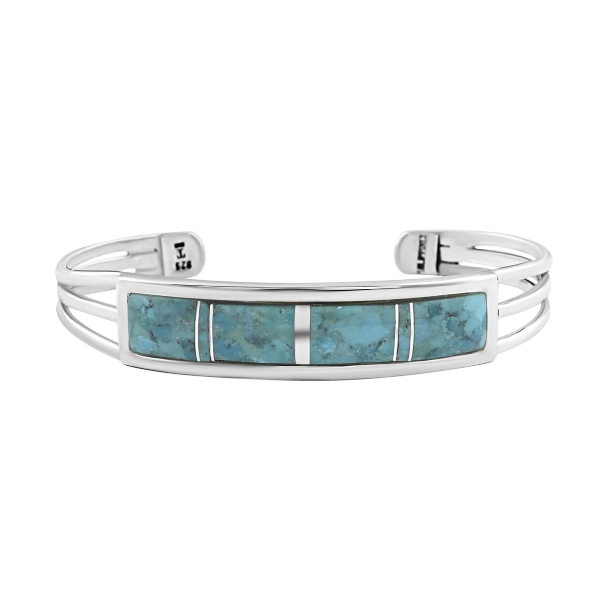 Santa Fe Style Kingman Turquoise Cuff Bracelet in Sterling Silver (6.50 In) 4.00 ctw image number 0