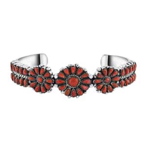 Santa Fe Style Red Coral Bracelet in Sterling Silver (6.50 In)