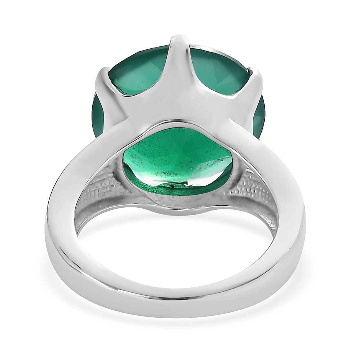 Green Onyx 9.10 ctw Solitaire Ring in Stainless Steel (Size 5.0) image number 4