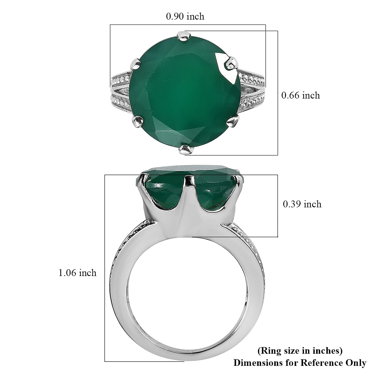 Green Onyx 9.10 ctw Solitaire Ring in Stainless Steel (Size 5.0) image number 5