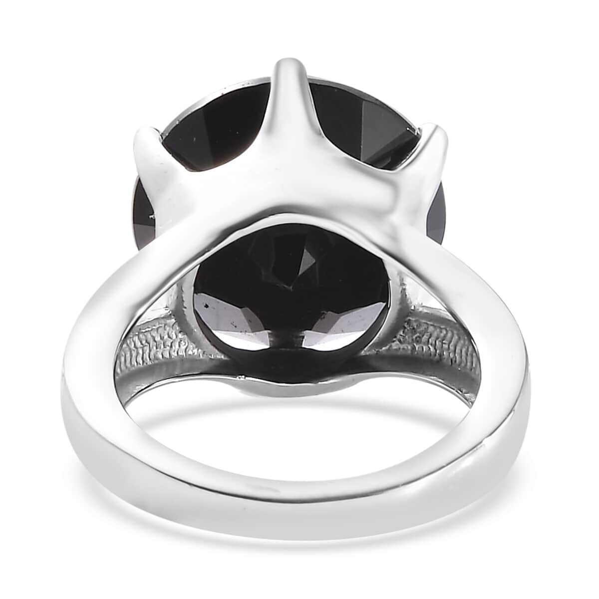 Thai Black Spinel 13.85 ctw Solitaire Ring in Stainless Steel (Size 6.0) image number 4