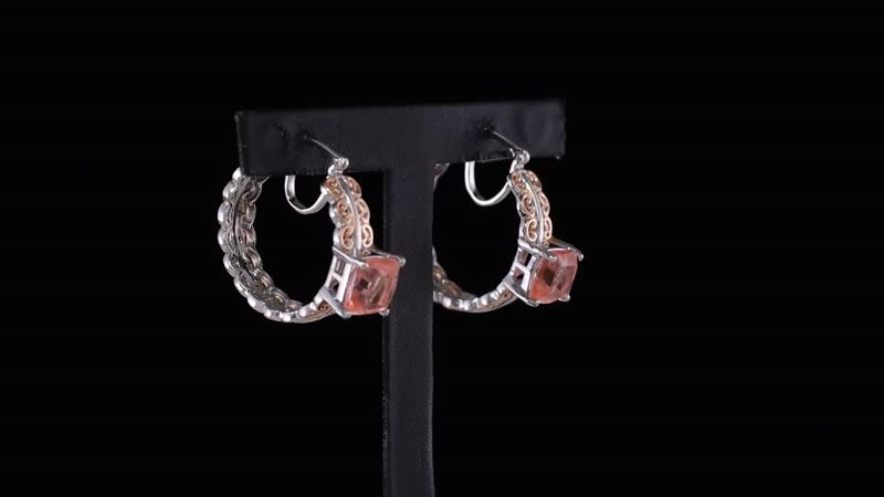 Karis Morganique Quartz (Triplet) 5.15 ctw Hoop Earrings in 18K Rose Gold Plated