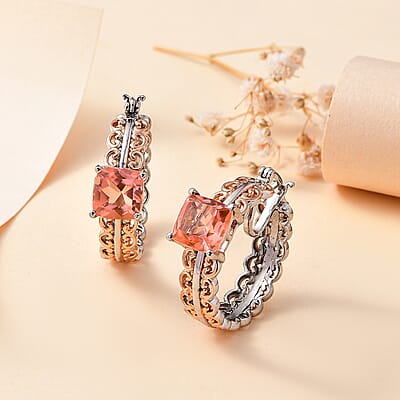 Karis Morganique Quartz (Triplet) 5.15 ctw Hoop Earrings in 18K Rose Gold Plated