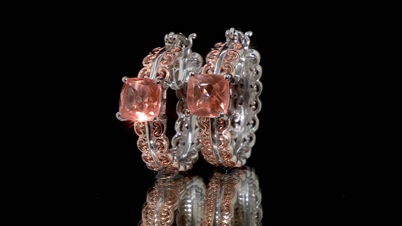 Karis Morganique Quartz (Triplet) 5.15 ctw Hoop Earrings in 18K Rose Gold Plated